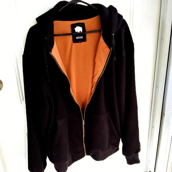 BUFFALO OUTDOORS*FULL ZIP*HOODED SWEATSHIRT*MEN LARGE*BLACK COLOR - Picture 2 of 7
